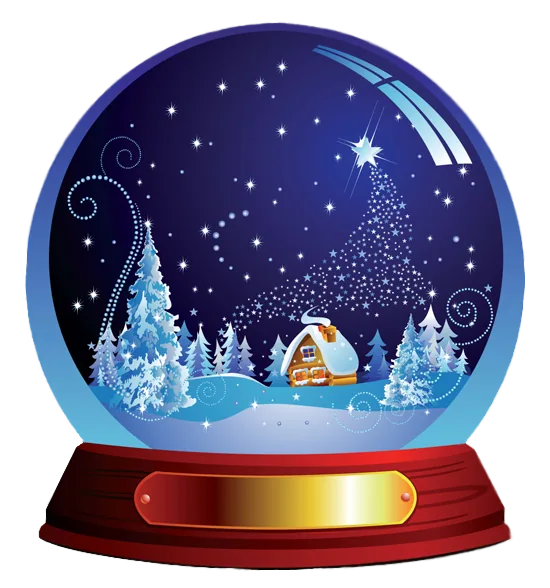 Winter Village Snow Globe Illustration PNG