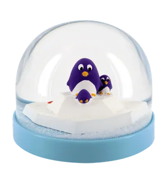 Purple Penguins in a Snow Globe