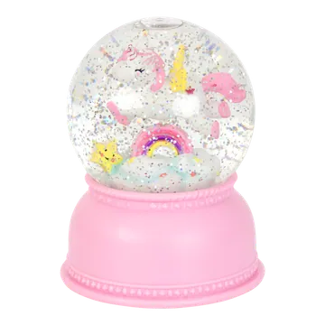 Pink Unicorn Rainbow Snow Globe