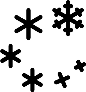 Black Snowflake and Asterisk Shapes