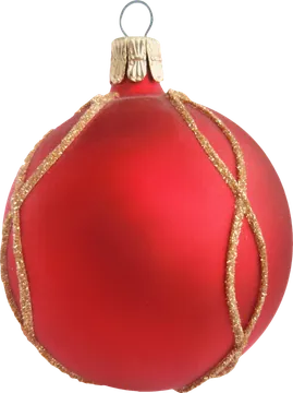 Red Christmas Bauble with Gold Glitter Trim