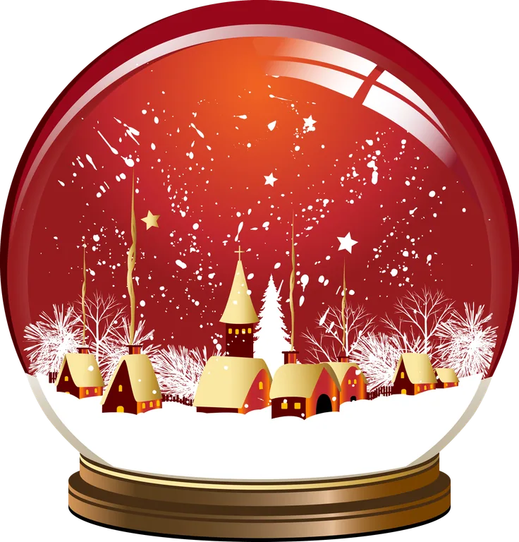 Red Winter Village Snow Globe
