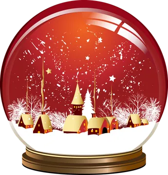 Red Winter Village Snow Globe