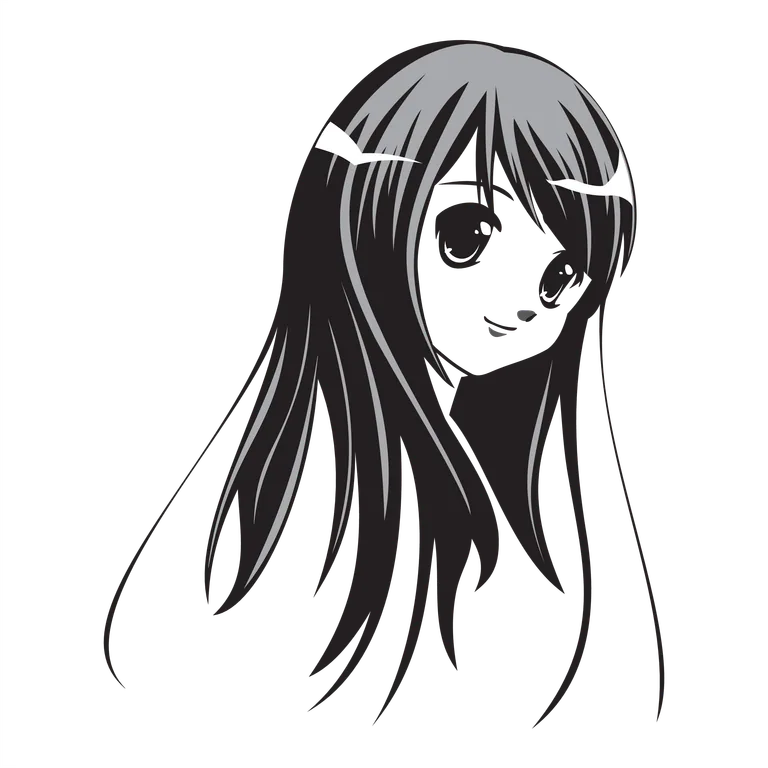 Black and Gray Anime Girl Portrait