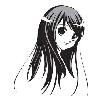 Black and Gray Anime Girl Portrait