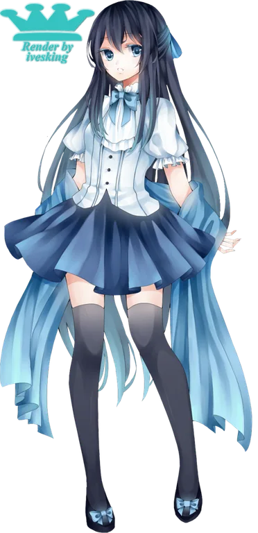 Anime Girl in Blue School Uniform