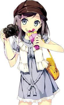 Anime Girl with Camera and Pink Drink