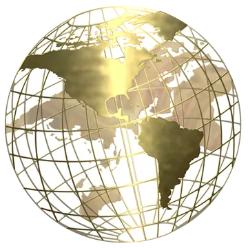 Golden Wireframe Globe with Continents