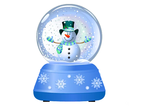 Snowman in a Blue Snow Globe