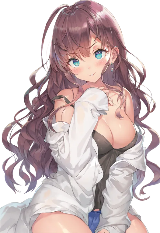 Anime Girl with Long Wavy Brown Hair