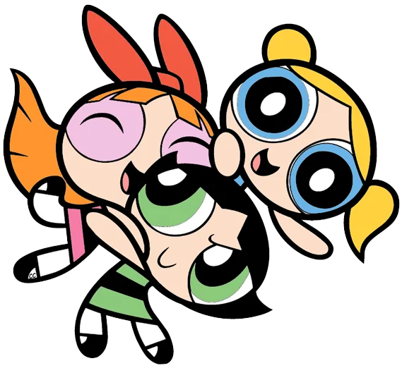 Trois filles de dessin animé aux grands yeux