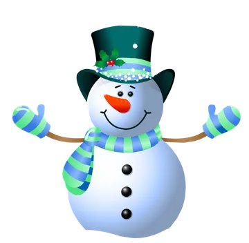 Snowman with Striped Scarf and Top Hat