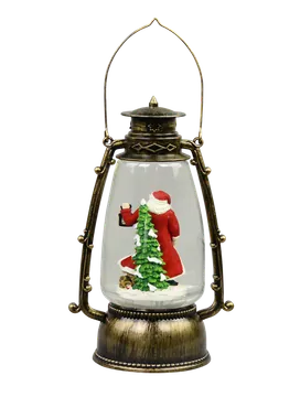 Santa in a Vintage Lantern Snow Globe