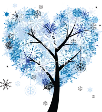 Winter Tree Made of Blue Snowflakes