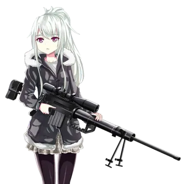 Anime Girl Holding a Long Rifle