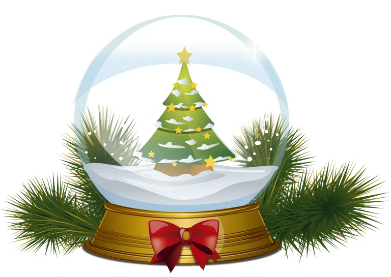 Christmas Tree Snow Globe with Red Bow