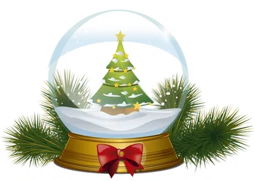 Christmas Tree Snow Globe with Red Bow