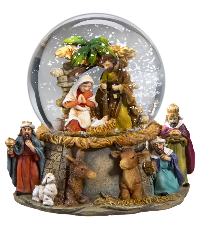 Nativity Scene Snow Globe with Figurines