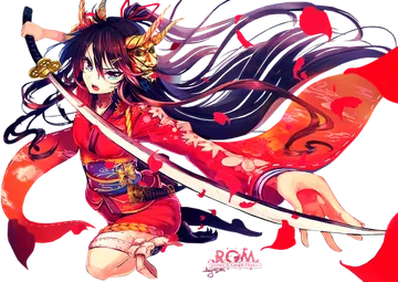 Anime Swordswoman in a Red Kimono