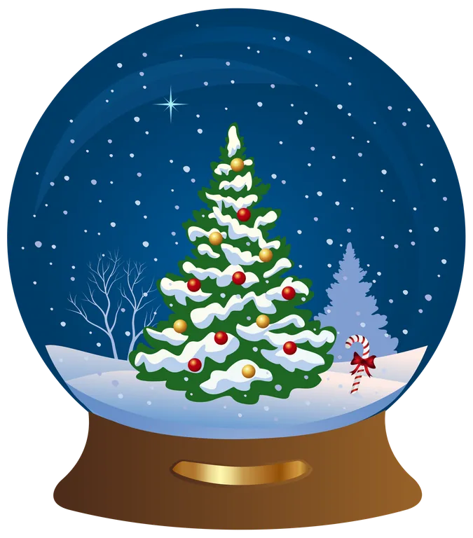 Christmas Tree Snow Globe Illustration