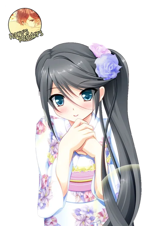 Anime Girl in a Floral Kimono