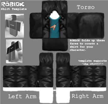 Roblox Shirt Template with Black Padded Sleeves