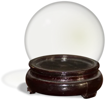 Clear Glass Sphere on Dark Wooden Stand