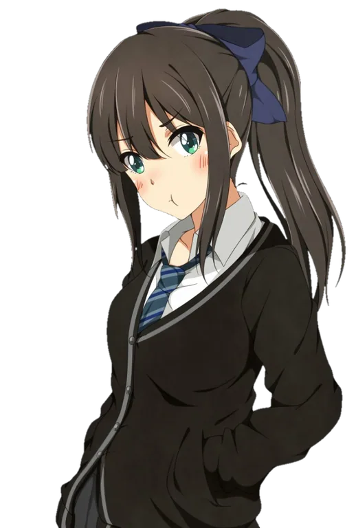 Anime Schoolgirl with Dark Ponytail