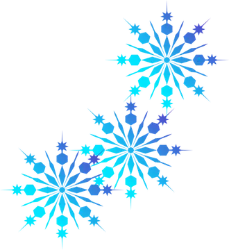 Grupo de copos de nieve azules y turquesa