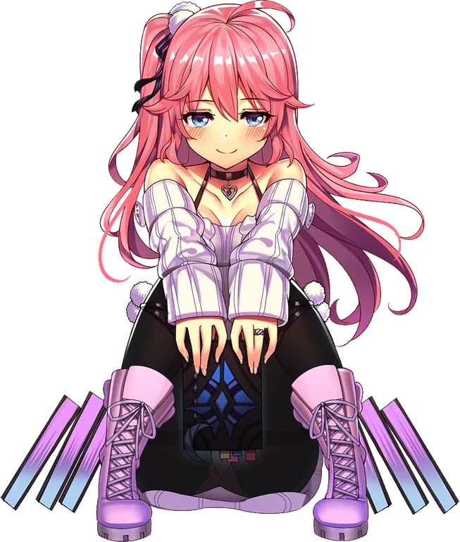 Pink-Haired Anime Girl Sitting