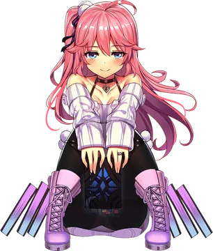 Pink-Haired Anime Girl Sitting