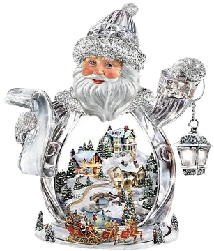Silver Santa Snow Globe with Winter Village