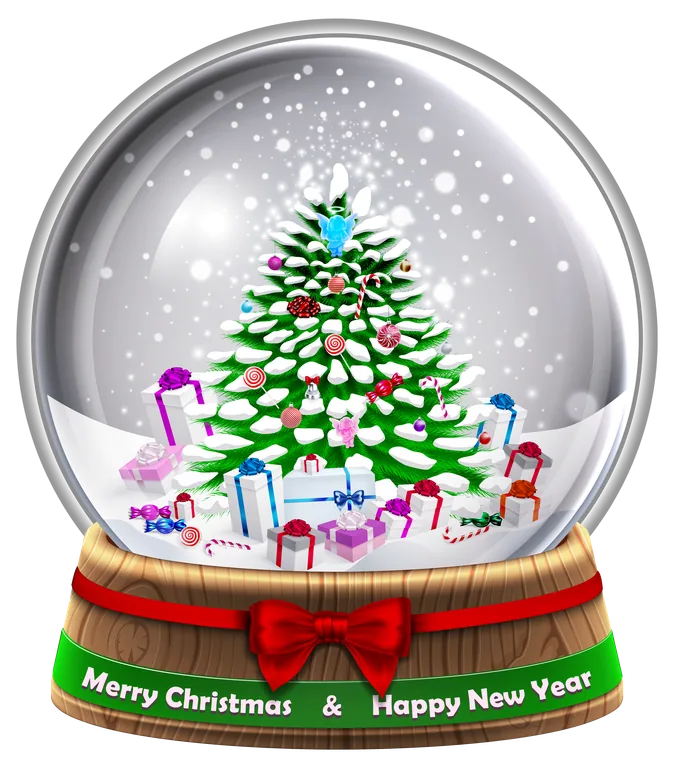 Christmas Tree Snow Globe with Gifts PNG