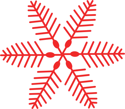 Red Six-Arm Snowflake Line Art