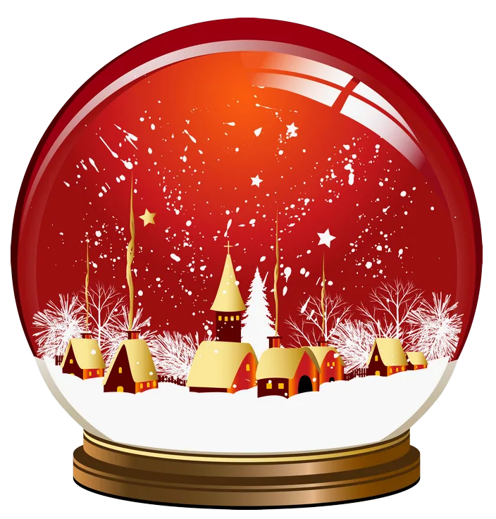 Red Christmas Village Snow Globe