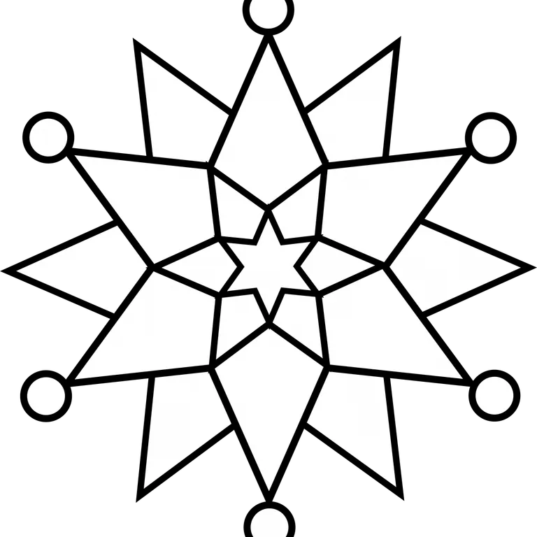 Black Geometric Eight-Point Star Outline