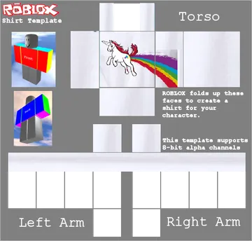 Roblox Shirt Template with Rainbow Unicorn