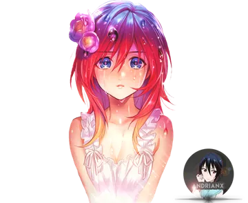 Anime Girl with Red and Blue Hair