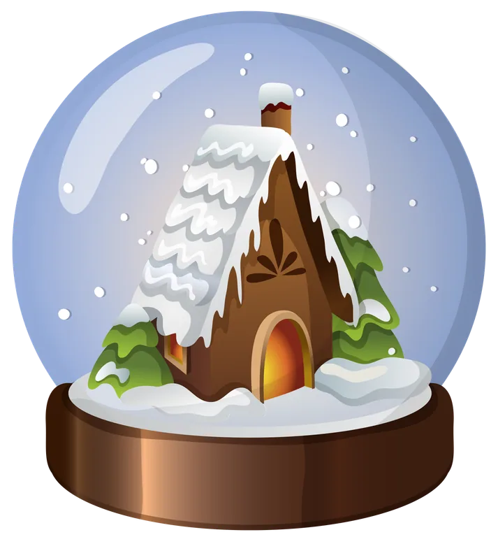 Snowy Mountain Cabin Snow Globe PNG