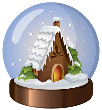 Snowy Mountain Cabin Snow Globe PNG