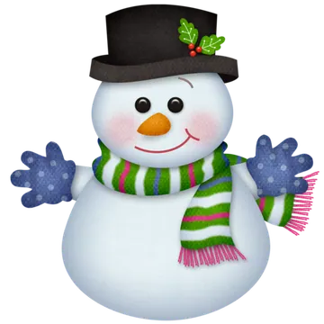 Smiling Snowman with Striped Scarf