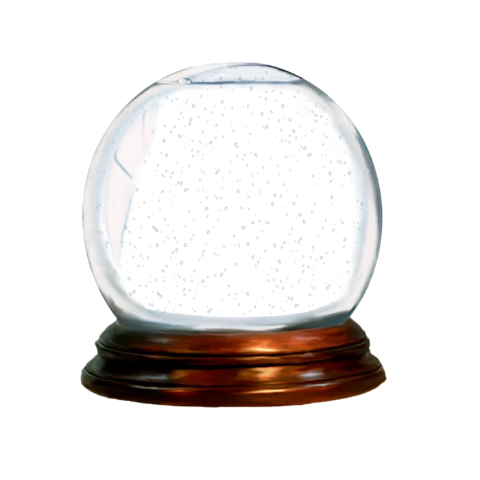 Empty Glass Snow Globe on Wooden Base