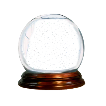Empty Glass Snow Globe on Wooden Base