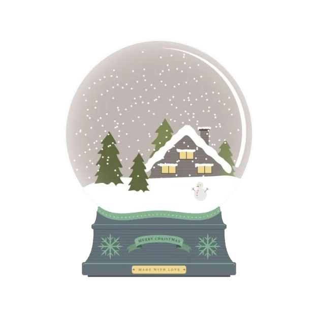 Winter Cabin Snow Globe Illustration