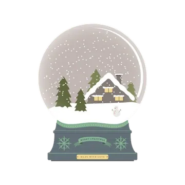 Winter Cabin Snow Globe Illustration
