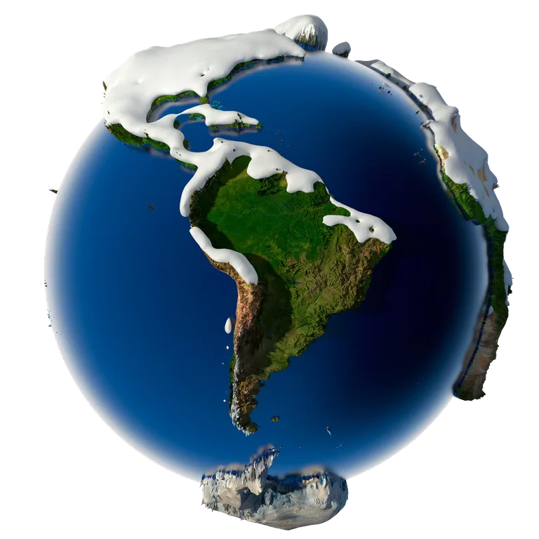 Earth Globe with Melting Polar Ice