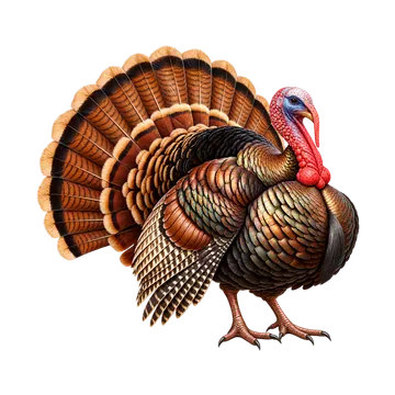 Illustrated Turkey with Fanned Tail