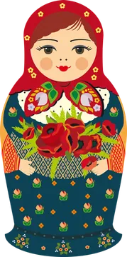 Russian Matryoshka Doll Floral Illustration