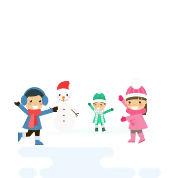 Children Building a Snowman in Winter