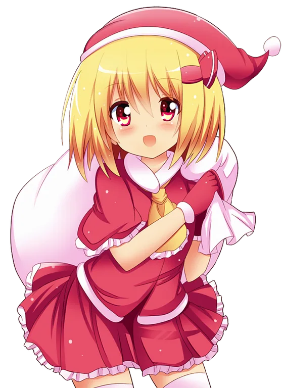 Anime girl in a red Santa outfit